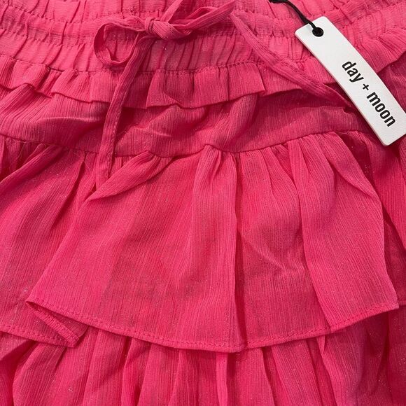 day + moon Pink Bubble Mini Skirt with Ruffled Tiers - Picture 9 of 12